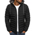 Oversized Men's Detachable Hat Padded Hooded Cardigan with Drawstring - Thick Warm Winter Jacket Outerwear for Casual Style