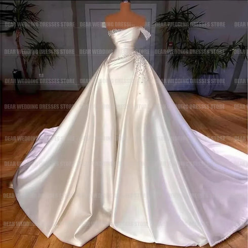 Luxury Detachable Train Mermaid Wedding Dresses For Woman