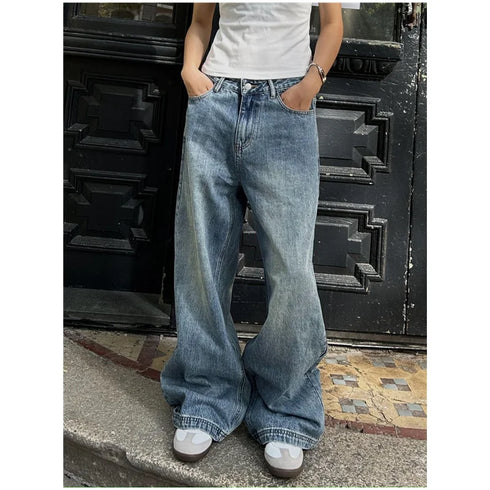 Vintage High Waist Wide Leg Baggy Jeans for Women - Classic Straight Denim Trousers Perfect for Summer Streetwear and Fall Outfit Inspiration