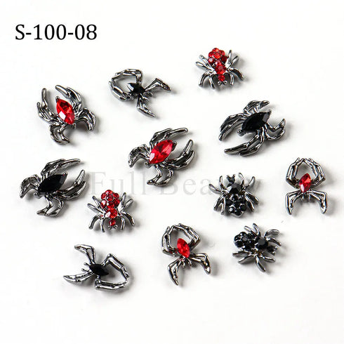 Halloween Spider Nail Art Charms - 3D Alloy Rhinestones for Stylish DIY Manicure and Nail Decor Accessories, Perfect for Gothic Punk and Retro Designs
