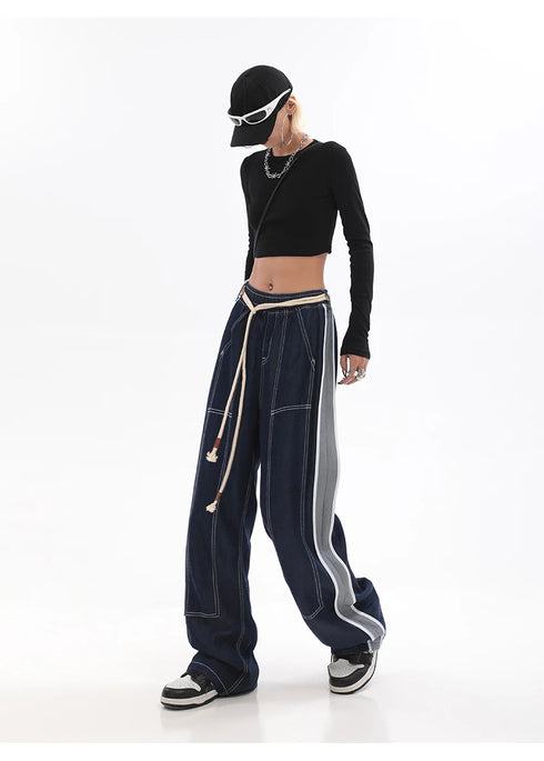 Womens Baggy Denim Jeans - High Waist Straight Leg Streetwear Trousers for Effortless Fall Outfits with Jeans, Perfect for Any Season