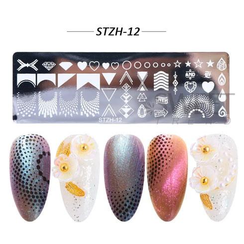 Winter Wonderland Nail Art Stamping Plate with Snowflake, Butterfly, and Rose Leaf Designs - Perfect for DIY Christmas Nail Polish Printing Template Tool