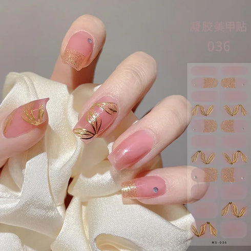 Waterproof Long Lasting Gel Nail Art Stickers for Stunning Full Cover Manicures - 9 Piece Set of Baking-Free Solid Color Decals