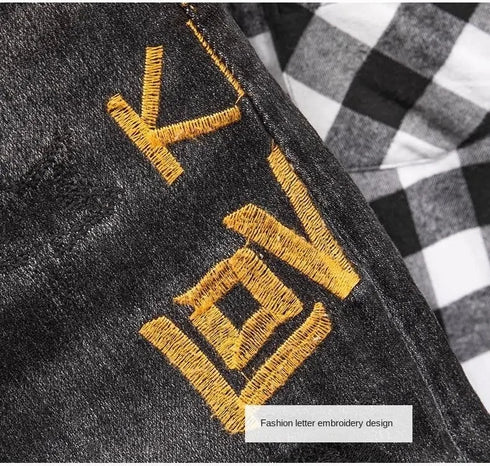 Luxury Streetwear Slim Fit Denim Jeans with 3D Embroidery Design for Casual Spring and Autumn Fashion - Perfect for Medium Wash Jeans Outfit and Punk Style