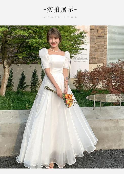 White Sweat Princess Wedding Dress for Banquet Ball Prom