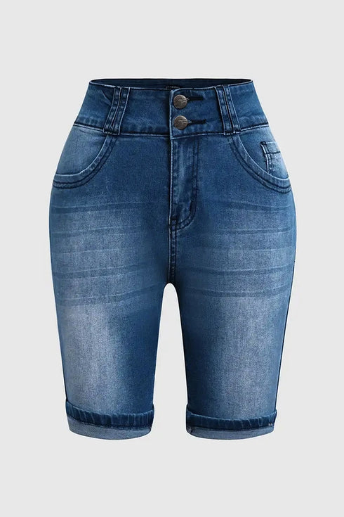 High Waist Stretch Denim Shorts for Women - Summer Ready X-Shape Buttoned Hot Pants with Rivets, Perfect for Fall Jeans Outfit Inspiration and Junior Stylish Looks