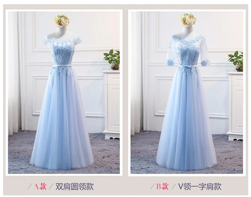 Prom Dress Elegant Floor-Length Tulle Gown With Appliques For Bridesmaid Dress Ideal For Banquet And Formal Event