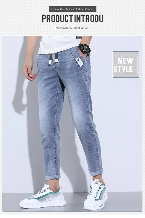 Korean Street Luxury Work Pants Men's Jogger Jeans Denim Wear