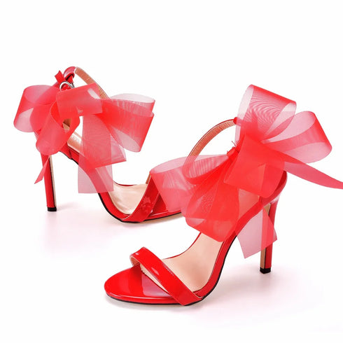 Elegant Women's Sandals with Pointed Toe and Butterfly Knot for Wedding and Office Wear