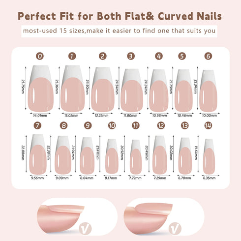 150Pcs Coffin Almond French False Nails Set - Reusable Acrylic Press On Nail Tips for Effortless Style and Glamour