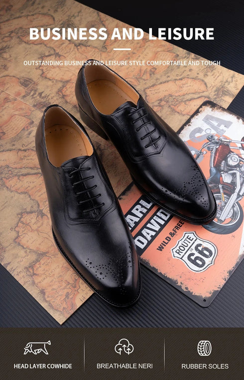 Classic Men's Oxfords Genuine Leather Shoes for Wedding Party Office and Business Suits