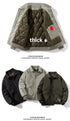 Men's Solid Bomber Jacket - Vintage Retro Military Style Motorcycle Parka - Thick Windbreaker with Pockets for Autumn and Winter Casual Wear