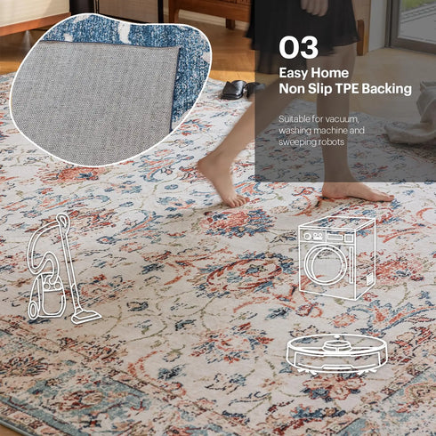 Washable Faux Wool Rug for Bedroom Living Room Kitchen Dining Room Non-Slip Home Decor Carpet Modern Art Design