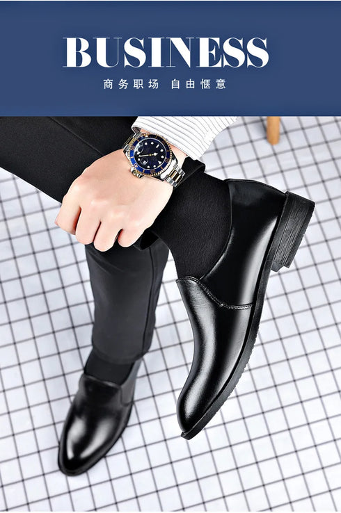 Elevator Dress Shoes for Men - Luxury Leather Formal Footwear for Weddings, Office, and Casual Social Events - Classic Designer Style with Slip-On Convenience