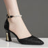Beaded Pointed Toe Mary Jane Heels Sandals For Women