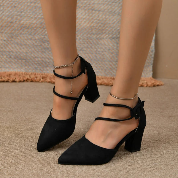 Medium Heel High Heels Women Summer Chunky Elegant Pumps