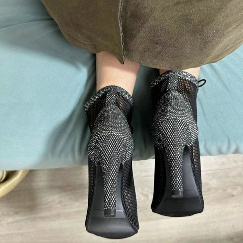 Sexy High Heels Hollow Mesh Sandals for Summer Fashion Comfort Peep Toe Stilettos Jazz Dance Female Shoes Plus Size