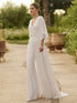 Customized Holy White Wedding Dresses Pants Suite Bridal Gowns V Neckline Beach Jumpsuit Backless 3/4 Sleeves