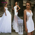Modern Short Mermaid Wedding Dress with Detachable Train Bridal Gown