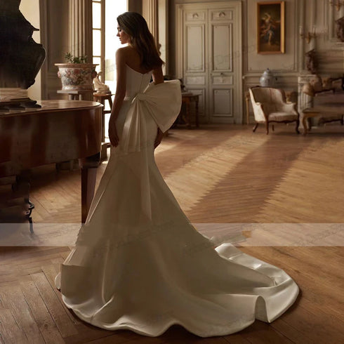 Glamorous Wedding Dresses Satin Bridal Gowns Luxury Mermaid Off The Shoulder For Formal Party