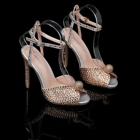 Elegant Women’s Gladiator Sandals with Luxury Pearls and Studs – Chic Peep Toe High Heels for Weddings and Special Occasions