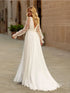 Sexy Wedding Dresses Deep V Neck Long Sleeves Bridal Gowns Backless Appliques A-Line Chiffon