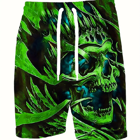 Men's Skull 3D Pattern Comfy Shorts for Summer Beach Sports