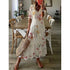 Floral Print Casual Dress for Women V Neck Half Sleeves Bohemian Holiday Beach Style