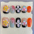 10pcs Artistic Press On Nails Featuring Elegant French Style with Hand Painted 3D Floral Designs - Perfect Summer Short Tips for Parties