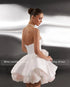 Strapless Mini Prom Dress Satin Backless Illusion A Line Party Cocktail Dress