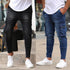 Fashion Streetwear Ripped Skinny Jeans Men Cargo Pants Slim Fit