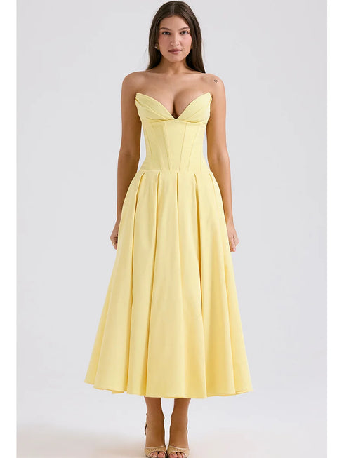 Mingmingxi Summer Strapless Bodycon Dresses Women Elegant Party Dresses