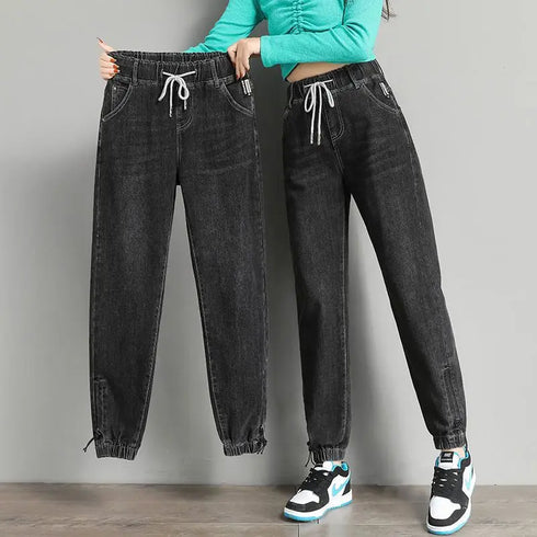 High Waist Denim Harlan Pants for Women Casual Ankle Length