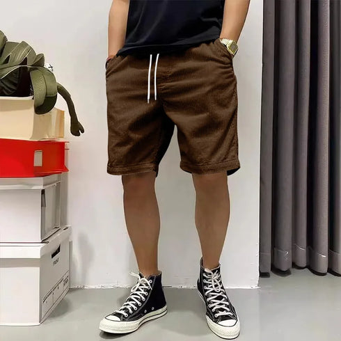Trendy Retro Corduroy Men's Casual Work Shorts for Summer