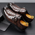 Formal Men's Loafers Handmade Leather Casual Footwear Driving Shoes with Metal Buckle
