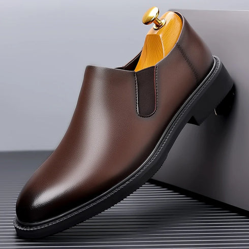 Stylish Men's Oxford Dress Shoes for Business, Weddings, and Office Wear - Elegant Genuine Leather Slip-On Loafers for Casual Occasions