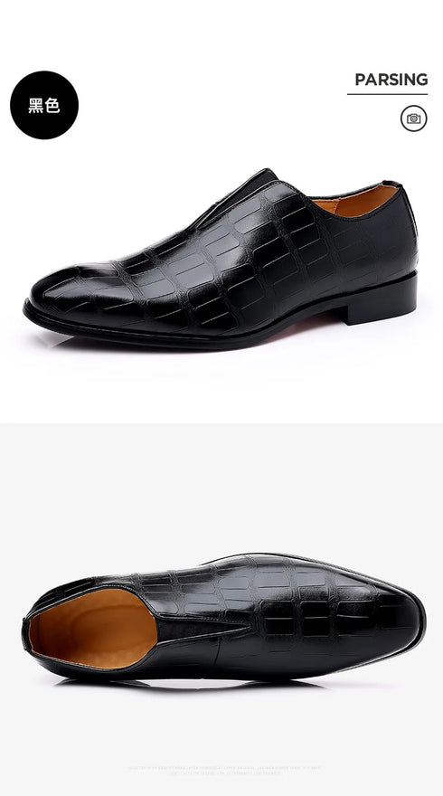 Comfortable Breathable Business Men's Loafers - Classic Low-Cut PU Leather Oxfords with Square Toe for Casual and Formal Occasions
