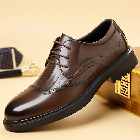 Leather Oxford Shoes for Men Elegant Minimalist Lace Up Business Casual Footwear