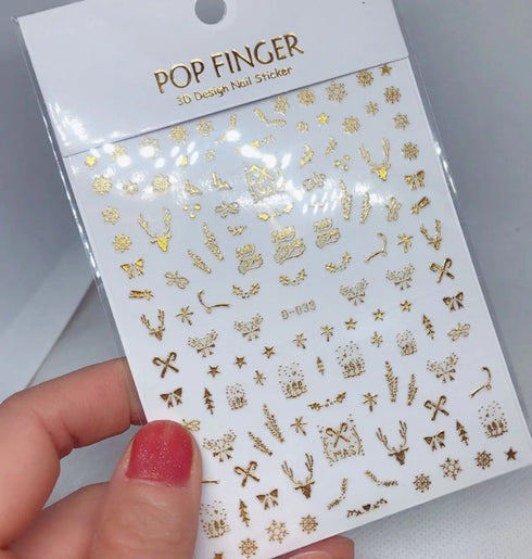 Mini Snowflake Christmas Nail Art and Scrapbooking Stickers with Santa Claus, Snowman, and Gold Foil Water Decals for Festive New Year Decorations