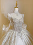 Sweet Square Collar Satin Wedding Dress Plus Size Ball Gown
