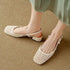 Woven Square Toe Mid Heel Sandals For Women Stylish