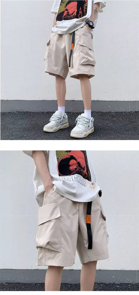 Summer Men's Functional Cargo Shorts Multi-Pocket Baggy Gym Shorts Streetwear Bermuda