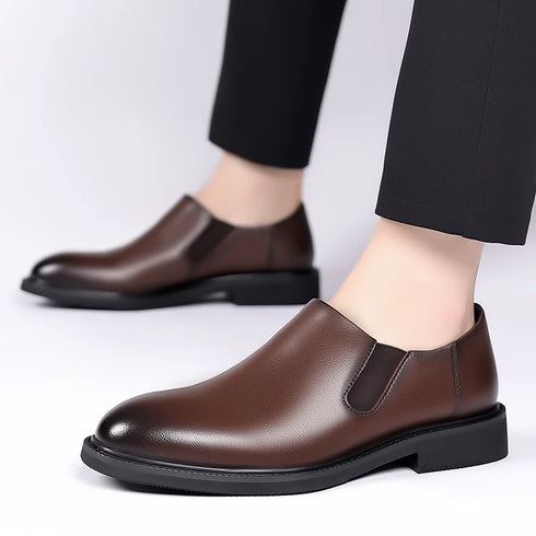 Stylish Men's Oxford Dress Shoes for Business, Weddings, and Office Wear - Elegant Genuine Leather Slip-On Loafers for Casual Occasions