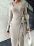 Women Knitting Loungewear Maxi Dress Autumn Winter Party Dress