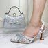 Italian Design Luxury Women's Shoes Bag Set with Diamonds