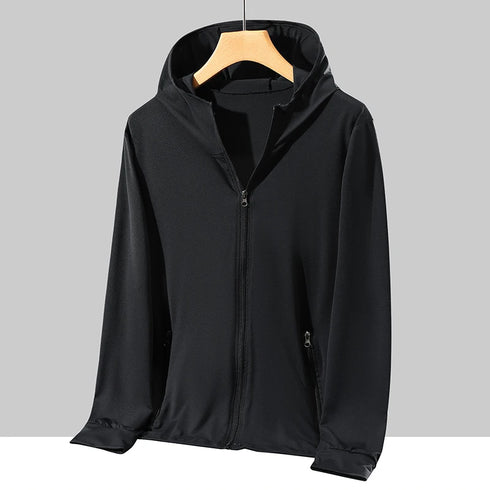 Plus Size Lightweight Summer Windbreaker Jacket for Men - Hooded, Quick-Drying, UPF 50 Sun Protection, Breathable Casual Coat for Outdoor Activities