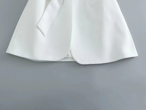 Chic Women's Office Blazer and Wide Leg Pants Set - Long Sleeve V Neck Sashes Blazer with Elastic Waist High Waist Trousers for Casual Spring/Summer Fashion