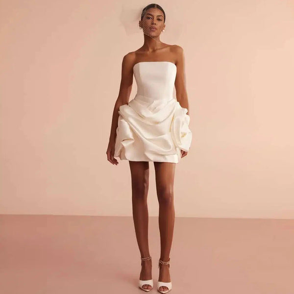 Forest Fairy Satin Halter A Line Pleated Wedding Dress For Engagement Occasion Romantic Silhouette
