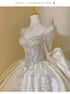 Sweet Square Collar Satin Wedding Dress Plus Size Ball Gown