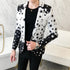 Star Print Slim Fit Men's Club Dress Groom Tuxedo Formal Wedding Prom Suit Jacket